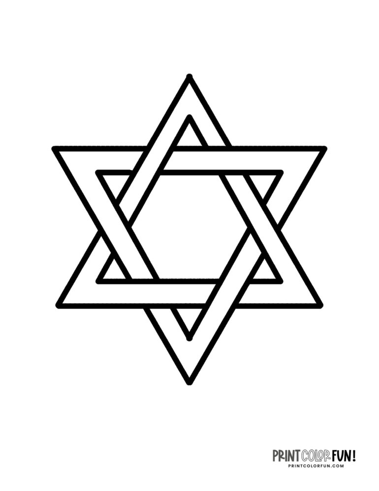 21 Star of David clipart pages for creative learning, at PrintColorFun.com