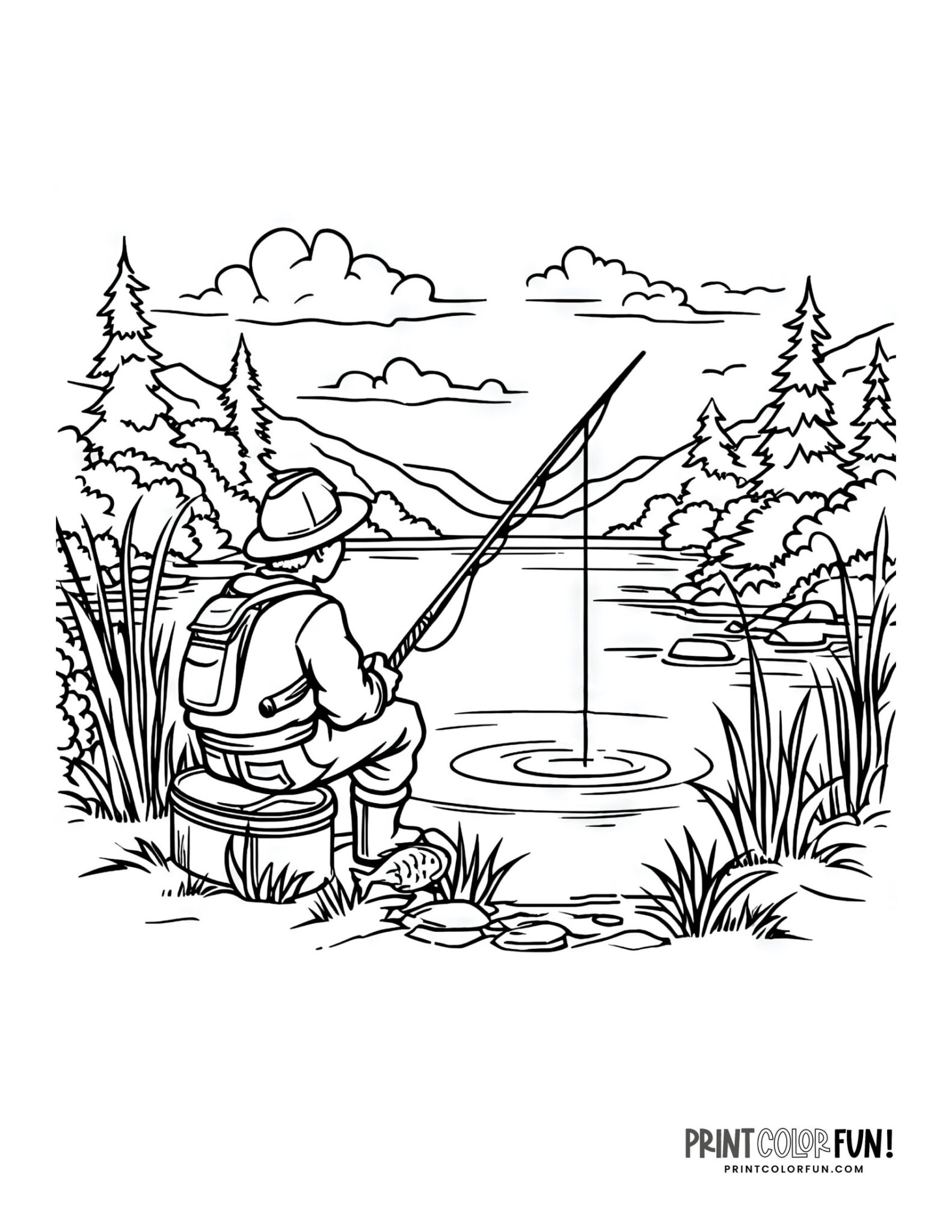 5+ Kids fishing clipart and coloring pages plus crafts, activities, and ...