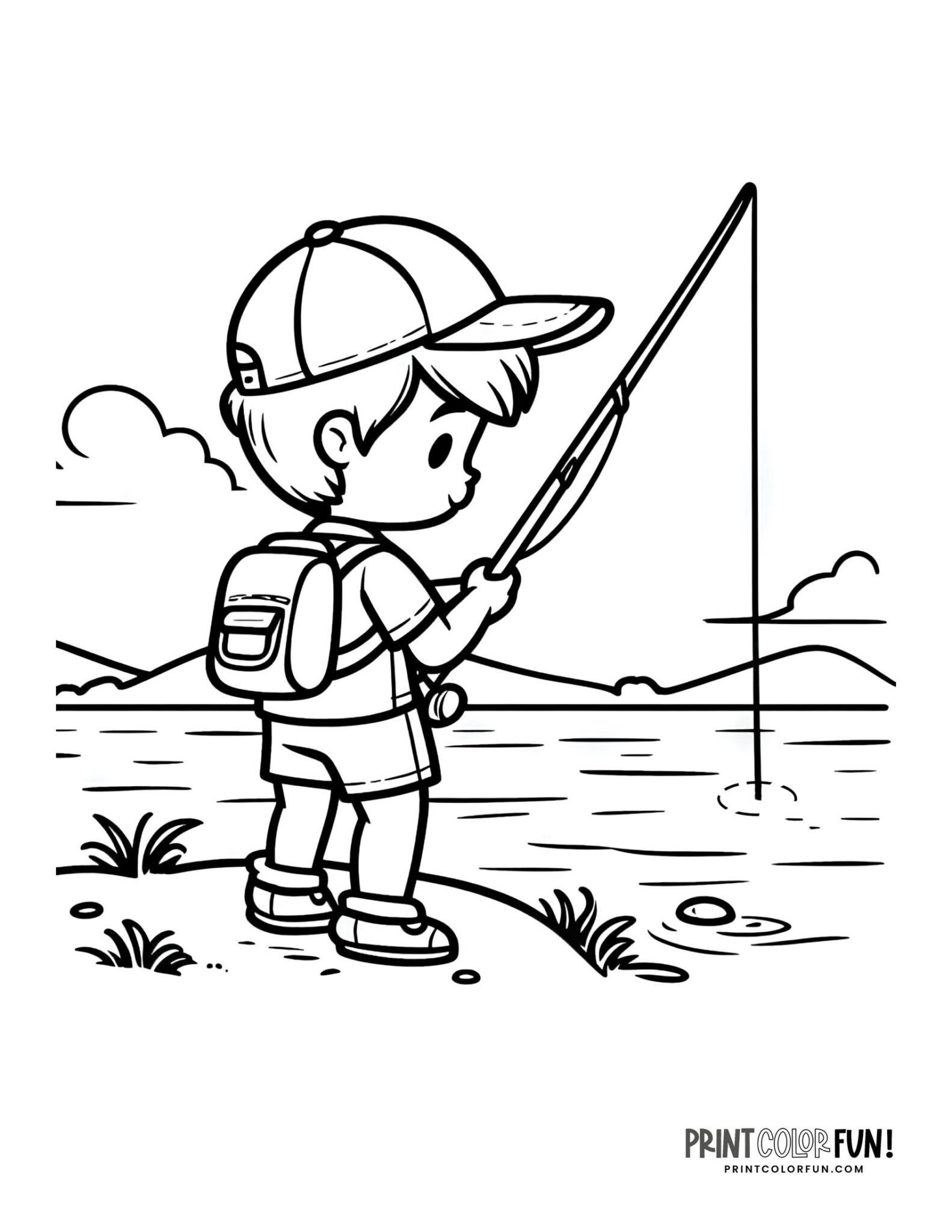 5+ Kids fishing clipart and coloring pages plus crafts, activities, and ...