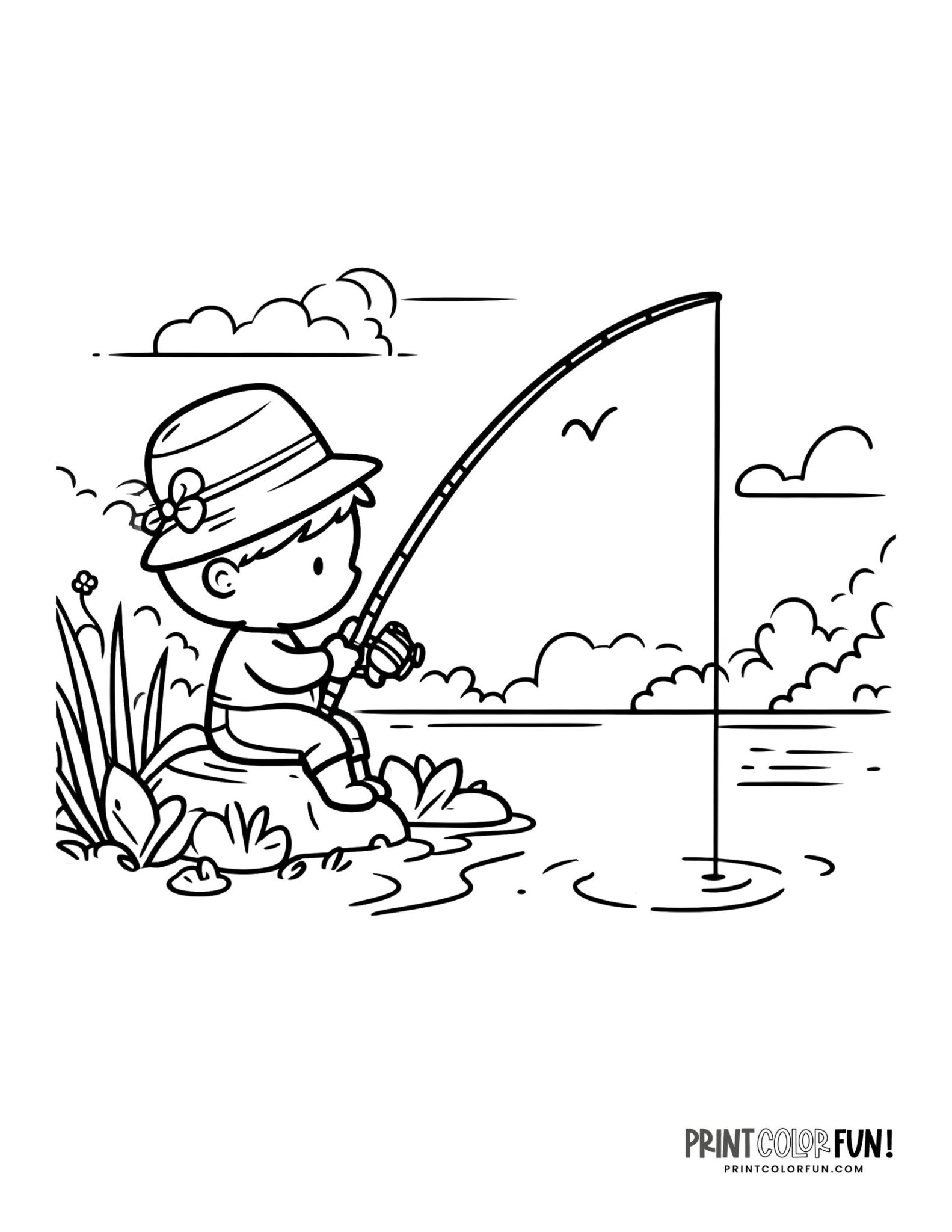 5+ Kids fishing clipart and coloring pages plus crafts, activities, and ...