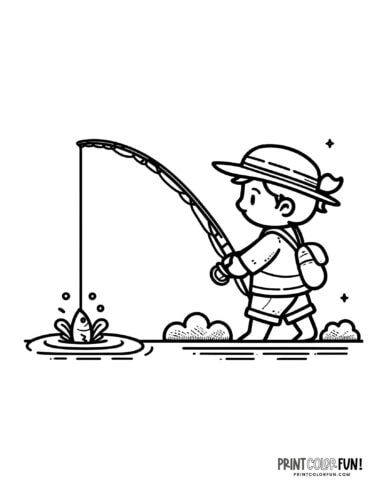 Kid fishing coloring page from PrintColorFun com 4