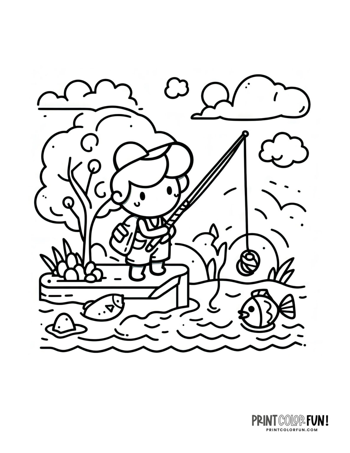 5+ Kids fishing clipart and coloring pages plus crafts, activities, and