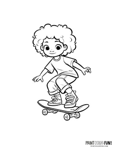 Kid skateboarder coloring page from PrintColorFun com