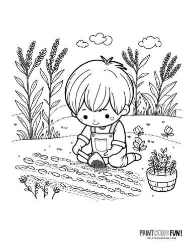 Kids gardening plants coloring page printable 4 at PrintColorFun com