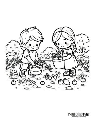 Kids gardening plants coloring page printable 6 at PrintColorFun com