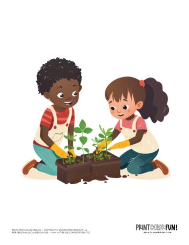 Kids gardening with plants clipart printable 01 at PrintColorFun com