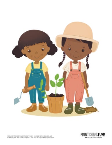 Kids gardening with plants clipart printable 02 at PrintColorFun com