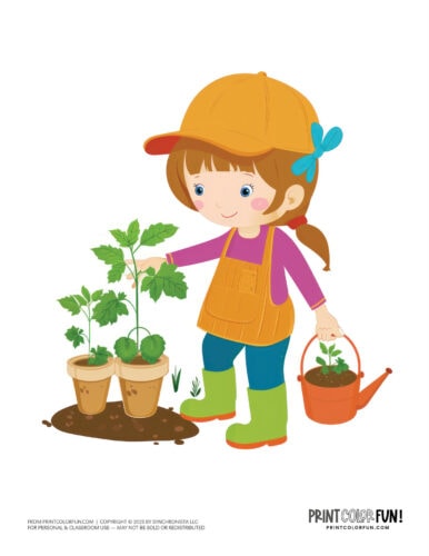 Kids gardening with plants clipart printable 03 at PrintColorFun com