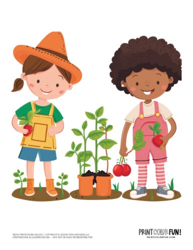 Kids gardening with plants clipart printable 04 at PrintColorFun com