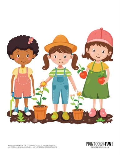 Kids gardening with plants clipart printable 05 at PrintColorFun com