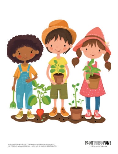 Kids gardening with plants clipart printable 06 at PrintColorFun com
