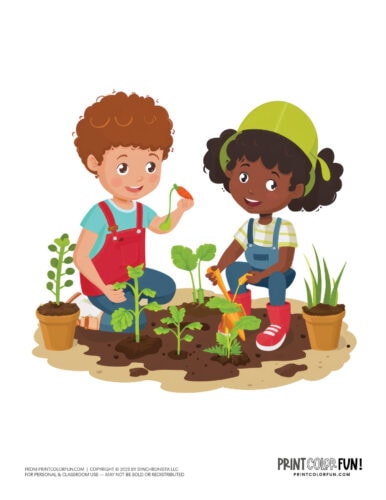 Kids gardening with plants clipart printable 07 at PrintColorFun com