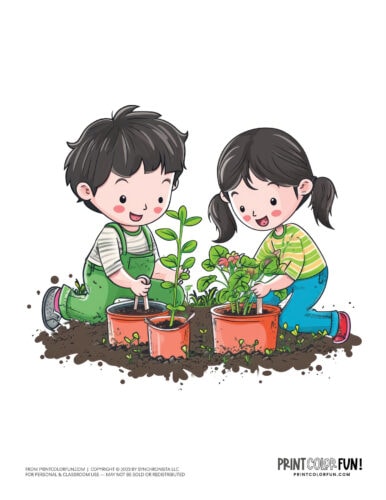 Kids gardening with plants clipart printable 08 at PrintColorFun com