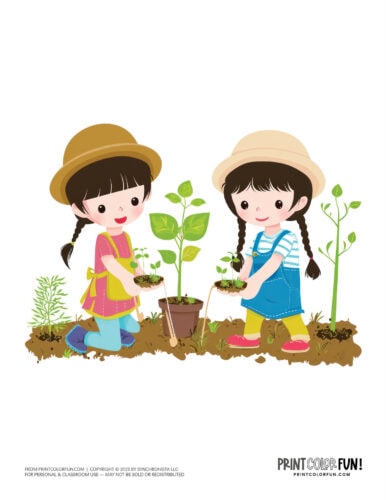 Kids gardening with plants clipart printable 09 at PrintColorFun com