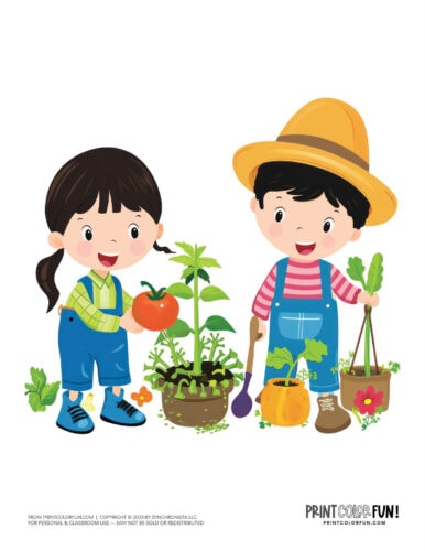 Kids gardening with plants clipart printable 10 at PrintColorFun com
