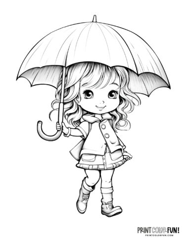 Kids in rain coloring pages from PrintColorFun com (1)