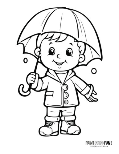 Kids in rain coloring pages from PrintColorFun com (10)