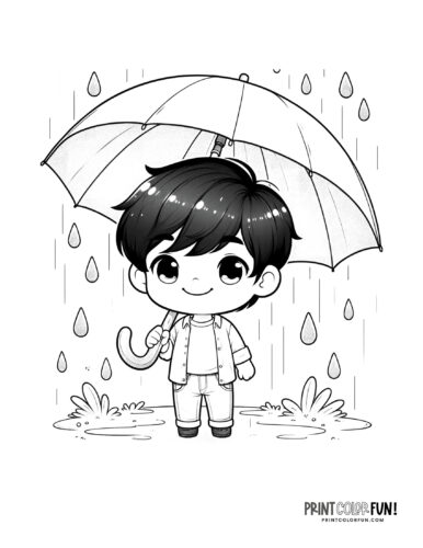 Kids in rain coloring pages from PrintColorFun com (11)