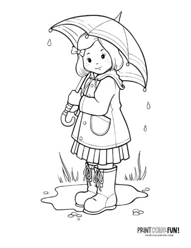 Kids in rain coloring pages from PrintColorFun com (3)