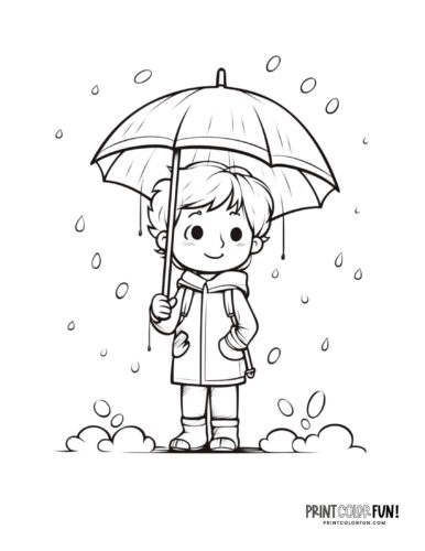 Kids in rain coloring pages from PrintColorFun com (9)