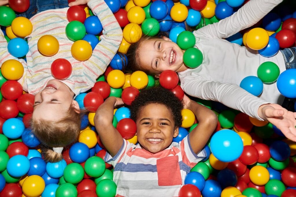 Kids playing in a ball pit
