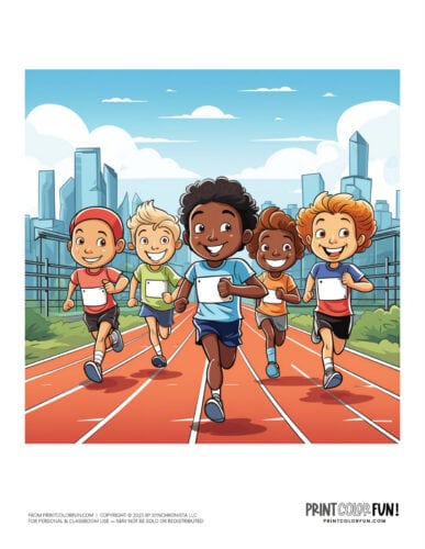 Kids running races color clipart from PrintColorFun com 4