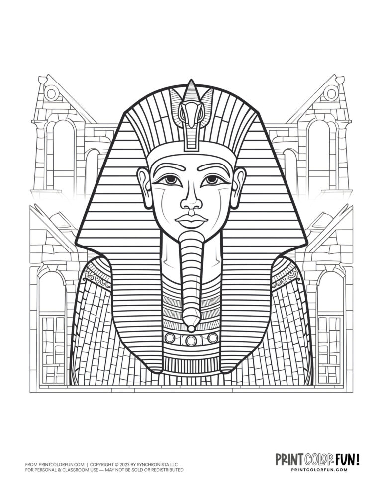 King Tut coloring pages Ancient Egypt's King Tutankhamun, at