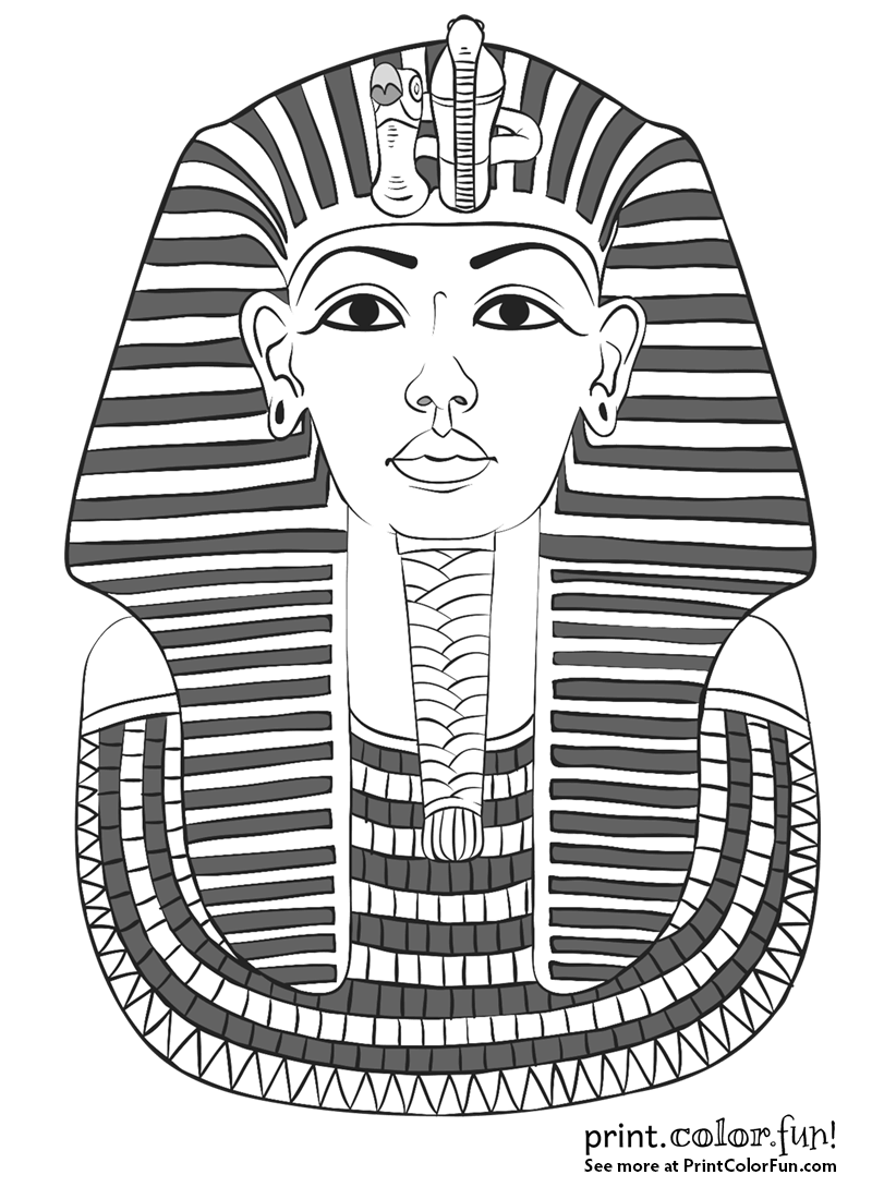 Mask of Tutankhamun coloring pages: Ancient Egypt's King Tut - Print