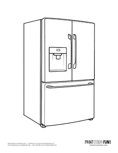 Kitchen refrigerator coloring page clipart from PrintColorFun com (4)