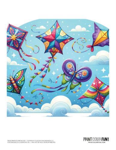 Kites color clipart from PrintColorFun com 1