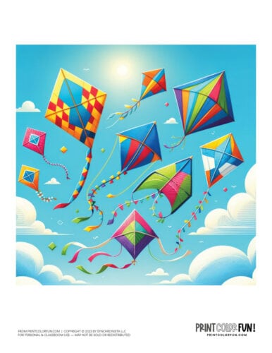 Kites color clipart from PrintColorFun com 2