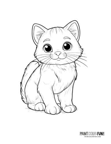 Kitten coloring page clipart from PrintColorFun com (1)