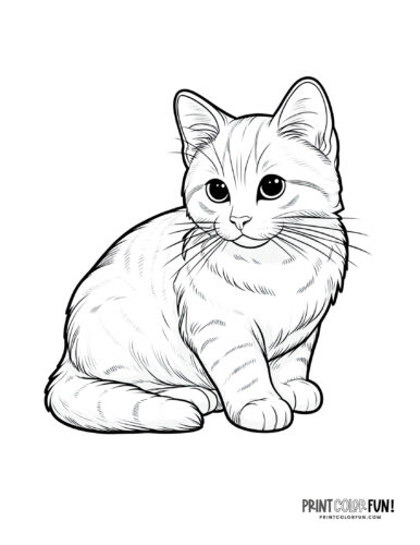 Kitten coloring page clipart from PrintColorFun com (2)