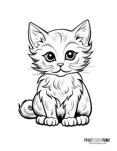 Kitten coloring page clipart from PrintColorFun com (3)