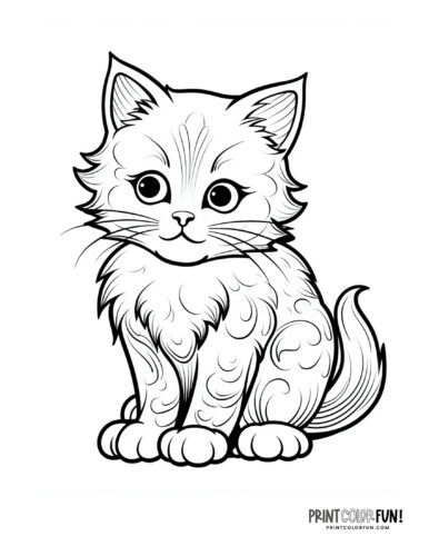 Kitten coloring page clipart from PrintColorFun com (5)