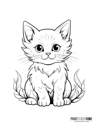 Kitten coloring page clipart from PrintColorFun com (6)