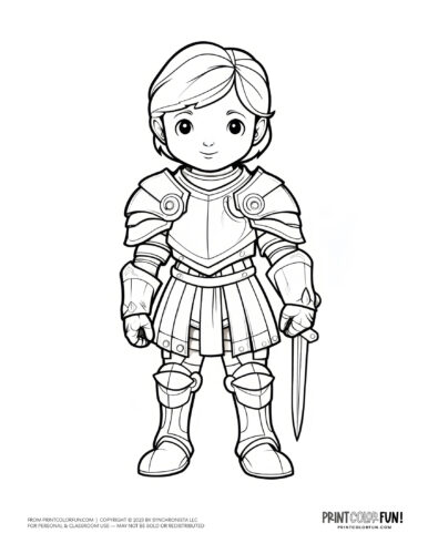 Knight in armor coloring page from PrintColorFun com (1)