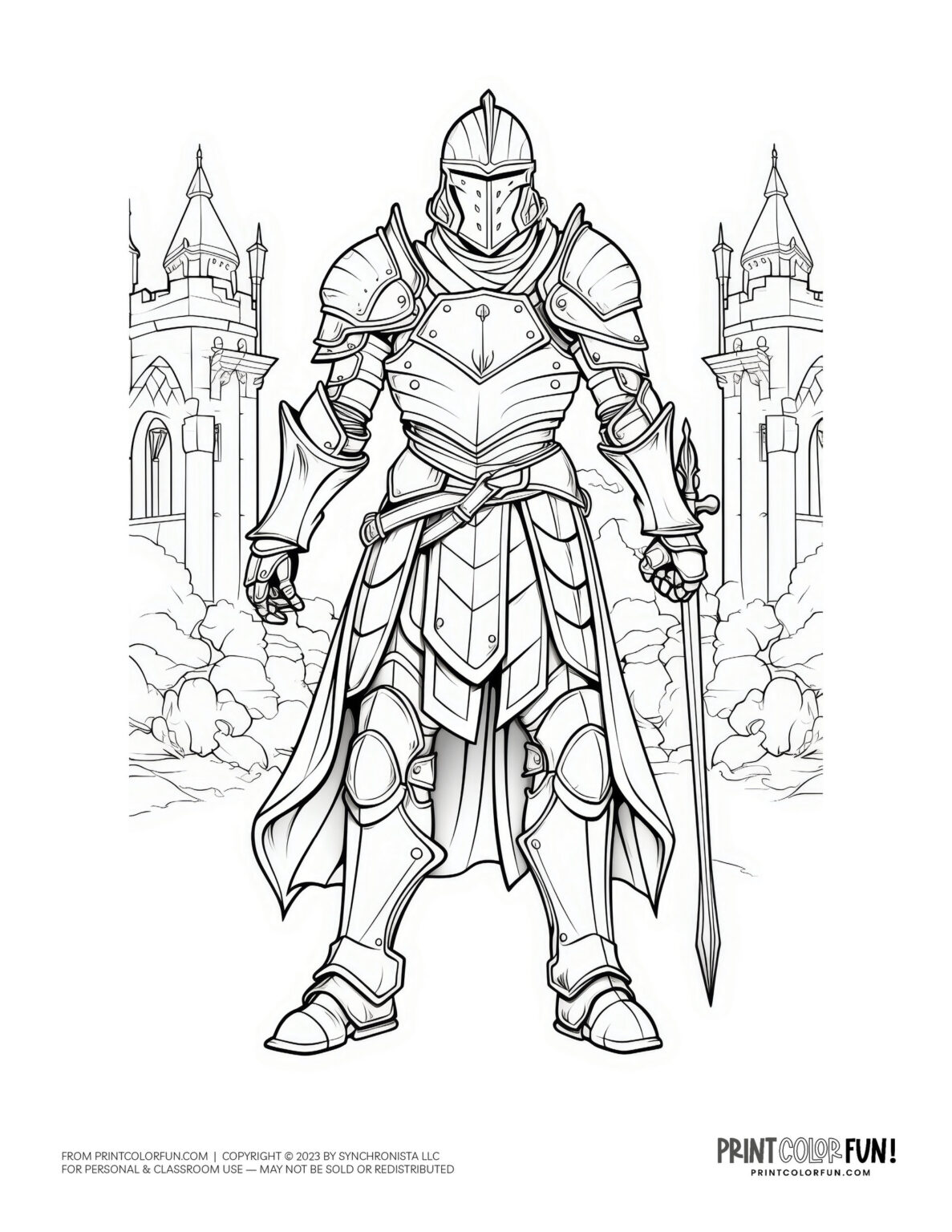 11 knight clipart drawings & coloring pages: Royal protectors in armor ...