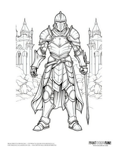Knight in armor coloring page from PrintColorFun com (2)