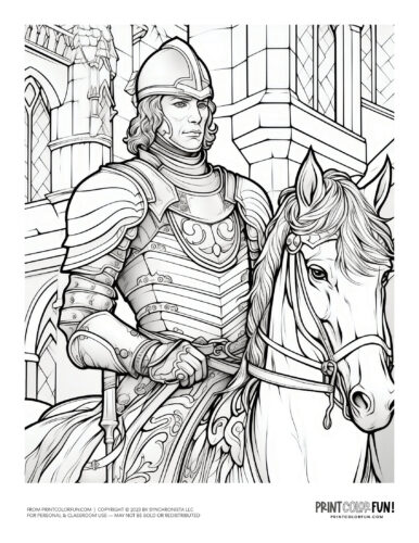 Knight in armor coloring page from PrintColorFun com (4)