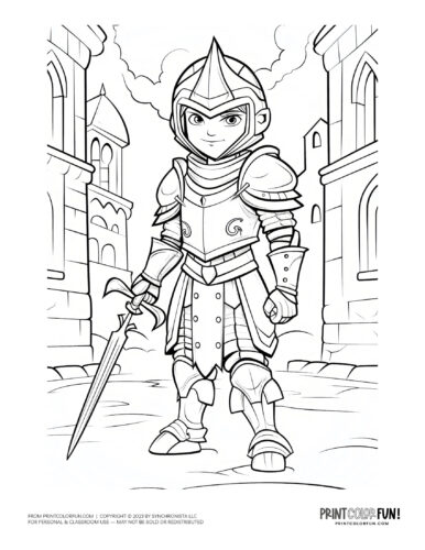 Knight in armor coloring page from PrintColorFun com (5)