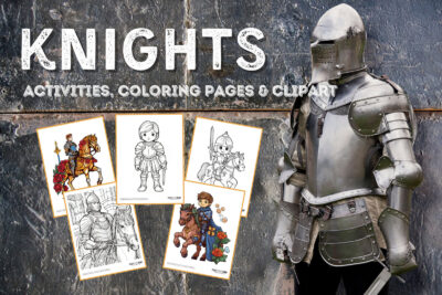 Knights in armor coloring pages, clipart and activities at PrintColorFun com