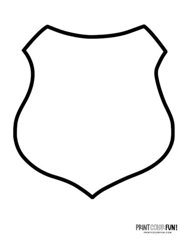 Large blank police shield shape coloring page from PrintColorFun com