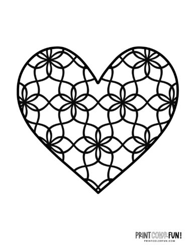 Large geometric flower pattern heart coloring