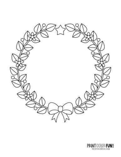 Laurel style Christmas wreath decor coloring page at PrintColorFun com