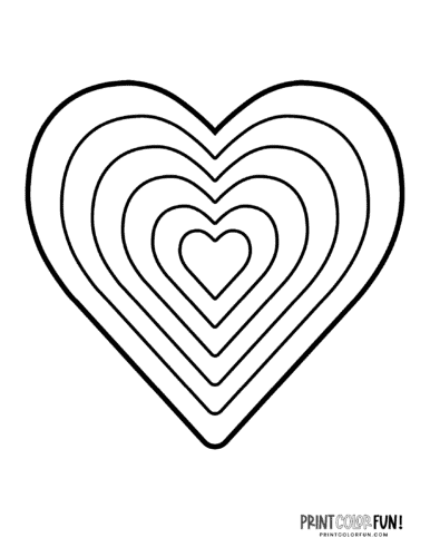 coloring pages of rainbows and hearts