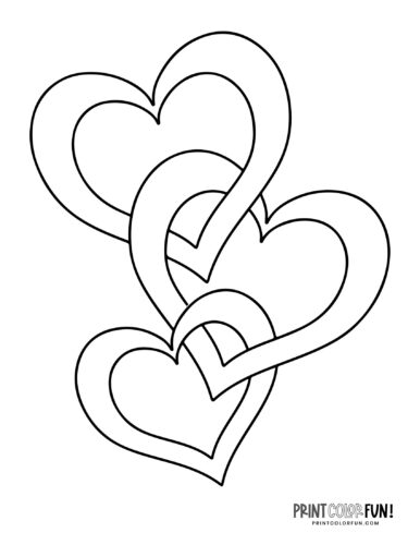 Linked hearts free coloring printable