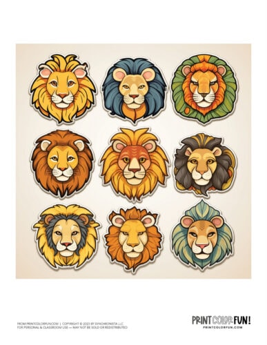 Lion sticker color clipart from PrintColorFun com 1