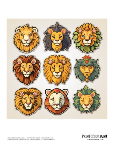 Lion sticker color clipart from PrintColorFun com 2