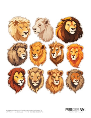Lion sticker color clipart from PrintColorFun com 3